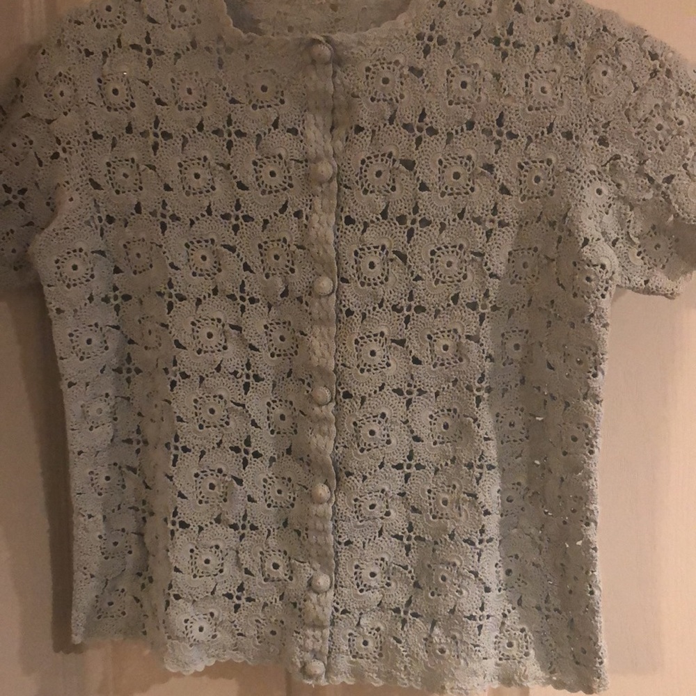 - Crocheted Lace Button Down Top - image 3